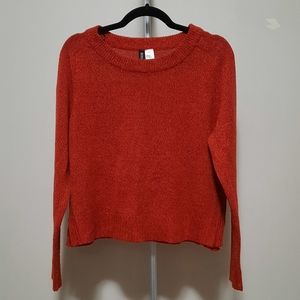H&M Red crew neck knit sweater